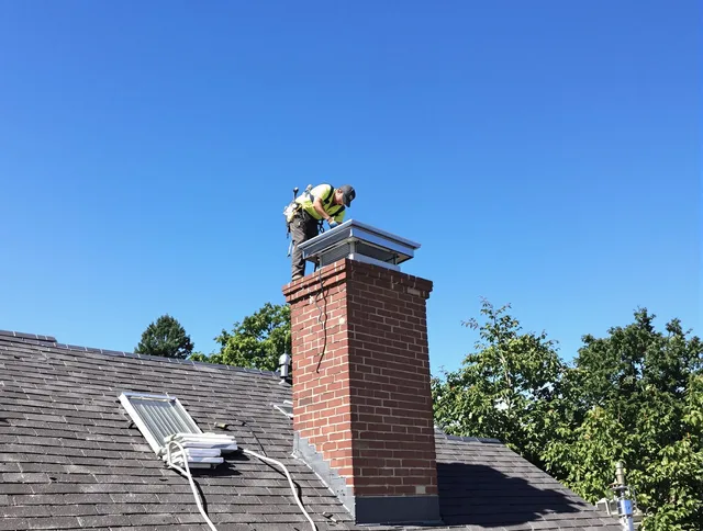 Menifee Chimney Sweep technician measuring a chimney cap in Menifee, CA