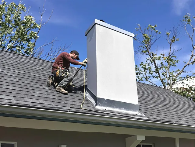 Menifee Chimney Sweep team member finishing chimney construction in Menifee, CA