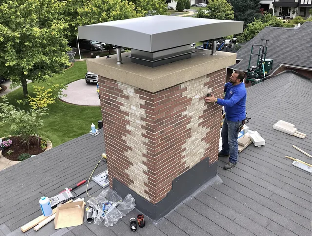 Menifee Chimney Sweep team working on a custom chimney remodel in Menifee, CA