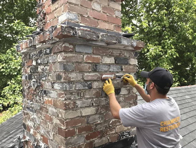 In-progress chimney restoration by Menifee Chimney Sweep in Menifee, CA