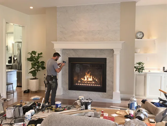 Newly installed fireplace by Menifee Chimney Sweep in Menifee, CA